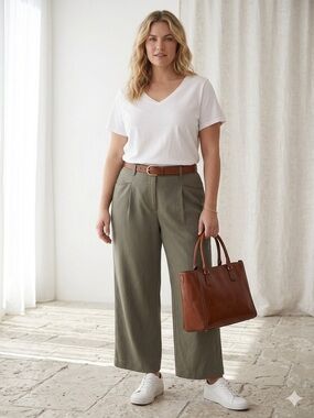 Classic Wide-Leg Pants in Olive